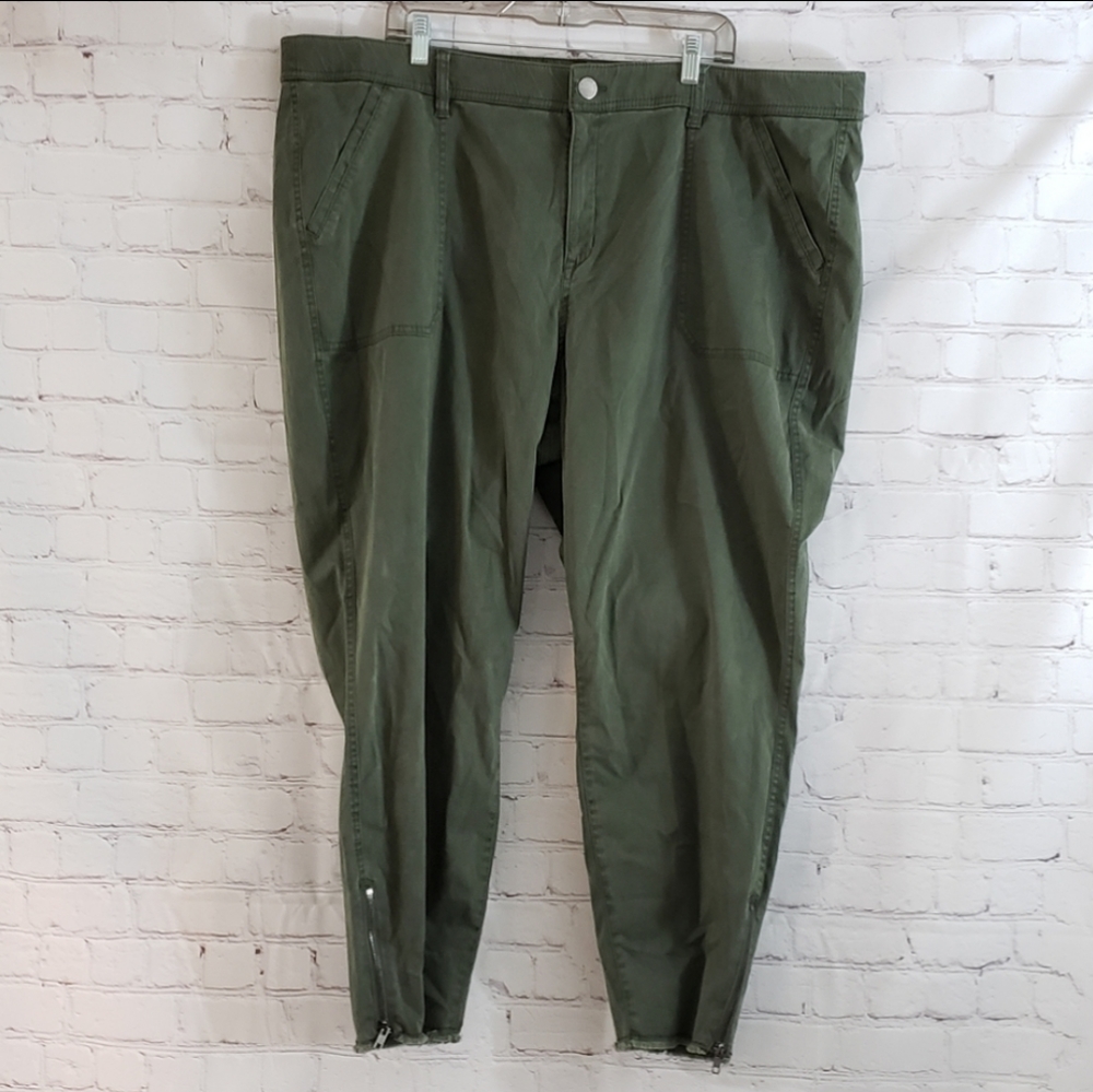 Lane Bryant Olive Green Zipper Ankle Skinny Jeans 28